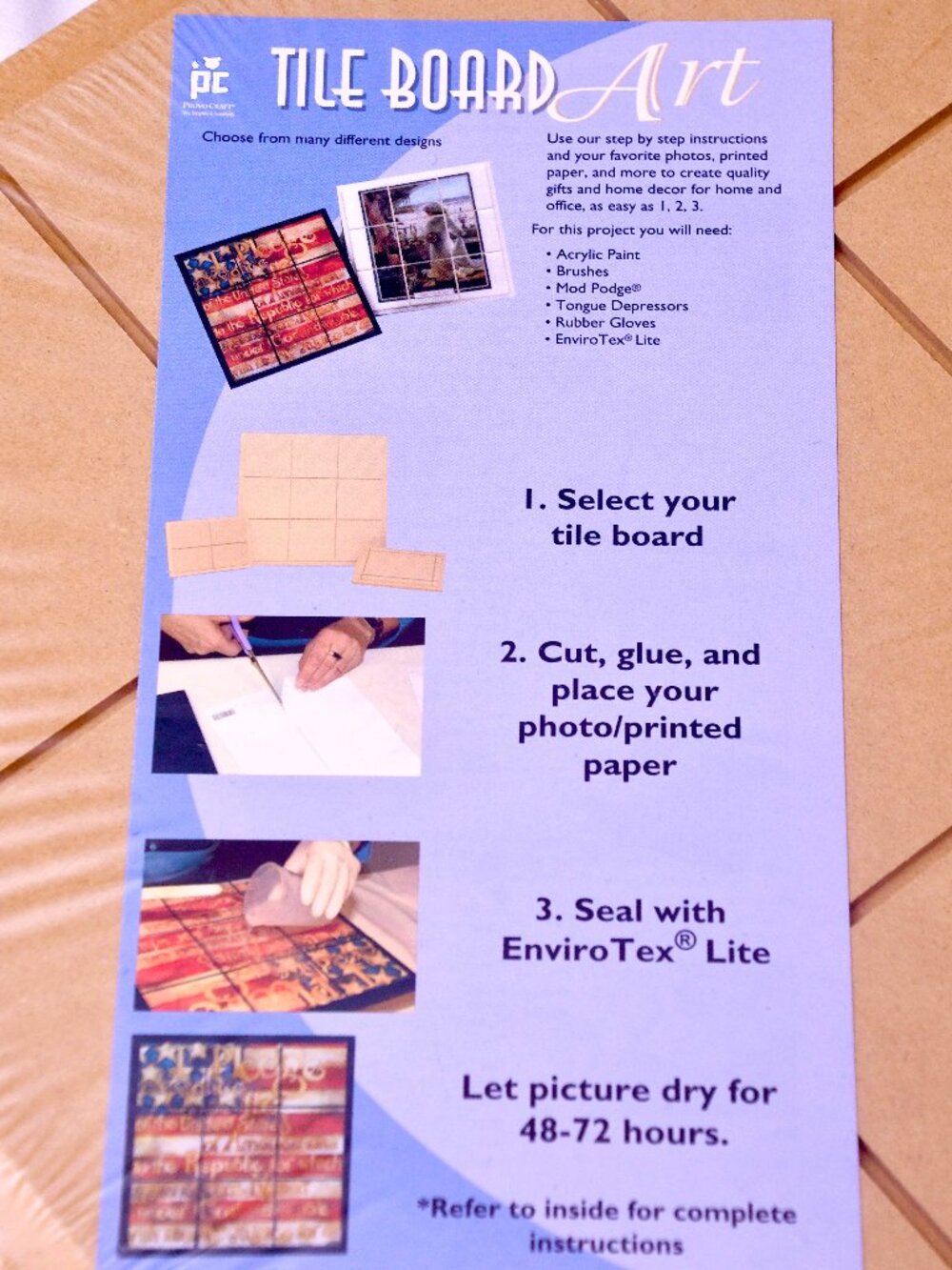 Tile Board Art Craft Kit DIY Photo Tile Board Home Decor Project New Sealed